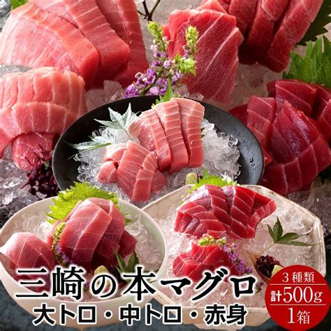 まぐろ 天然 本まぐろ 三大部位 詰合せ 500g 大トロ100g、中トロ200g、赤身200g 刺身用 三浦三崎 マグロ 詰め合わせ お歳暮