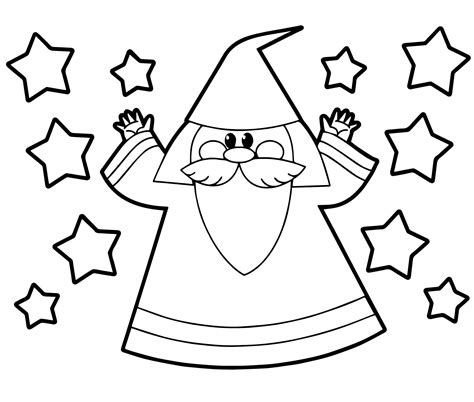 Старый волшебник — раскраска для детей. Распечатать бесплатно.