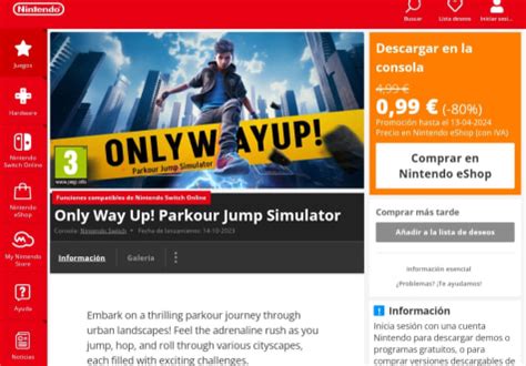 Juego Only Way Up Parkour Jump Simulator Para Nintendo Por