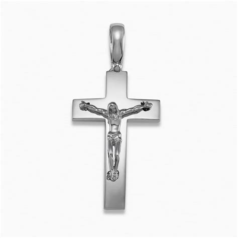 18ct White Gold Crucifix Pendant 5cm Cerrone Jewellers