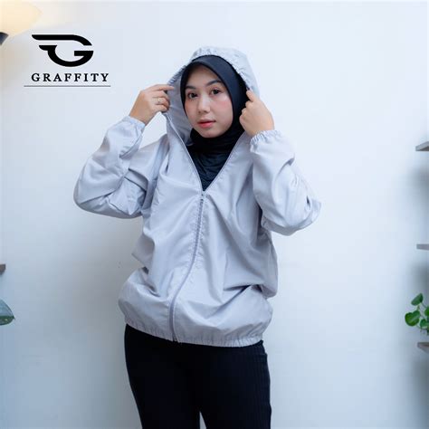 Jual LOGO GM Jaket Olahraga Parasut Polos Pria Wanita Mirip Uniqlo