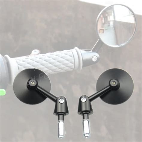 1pair Motorcycle Rear View Mirrors Round 7 8 Handle Bar End Foldable