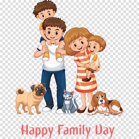 Happy Family Cartoon With Dog