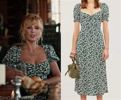 Yellowstone Season 4 Episode 2 Beths Green Floral Midi Dress Floral