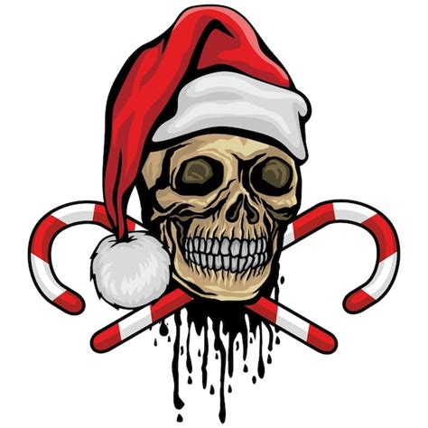 Cartel De Navidad Con Calavera En El Sombrero De Santa Claus Camisetas