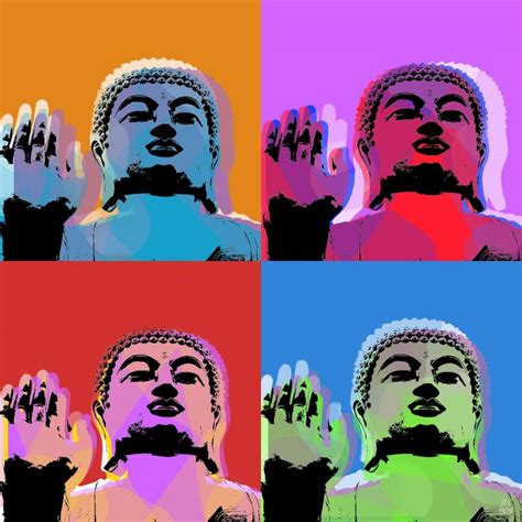 Buddha Pop Art Warhol Style Giclee Digital By Jean Luc Comperat