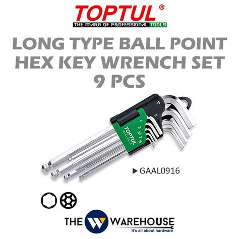 Toptul Pcs Long Type Ball Point Hex Key Wrench Set Gaal Malaysia