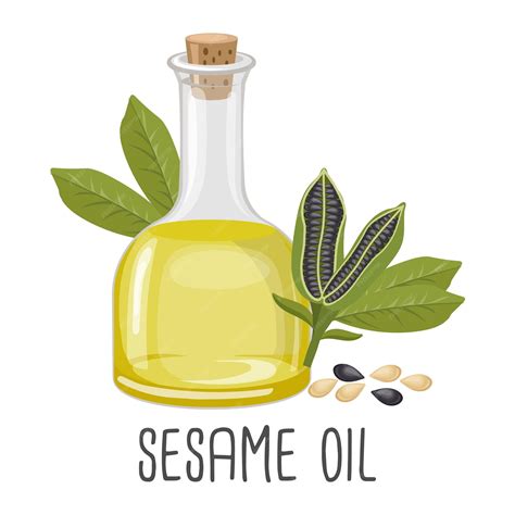 Premium Vector | Sesame oil seeds and sesame plant sesame seed oil food