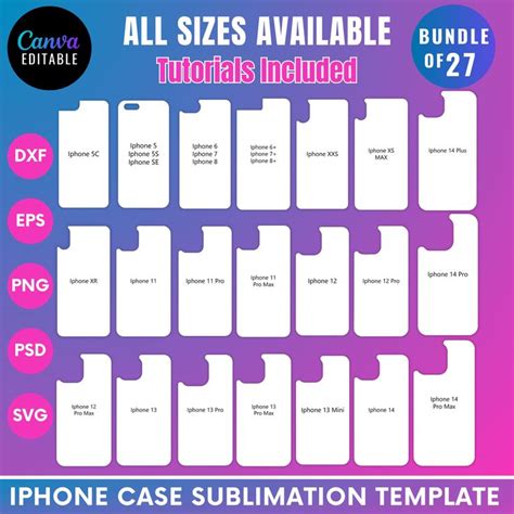 27 IPhone Sublimation Template Phone Case Template Pack Svg Cricut