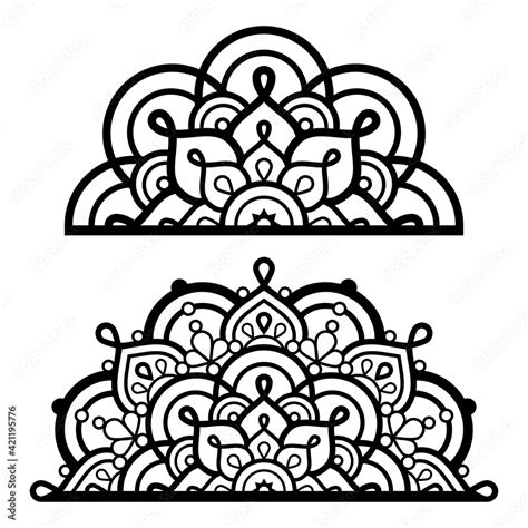 Half mandala vector art, Indian mehndi henna tattoo style design - yoga ...