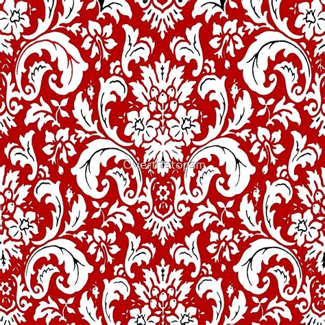 "Red and White Paisley Vintage Pattern" by Saundra Myles | Redbubble