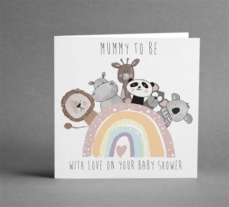 Pastel Rainbow Baby Shower Square Card Jola Designs