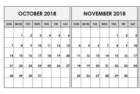 October November Calendar