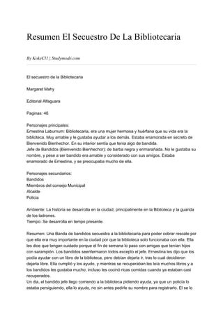 Resumen El Secuestro De La Bibliotecaria Pdf