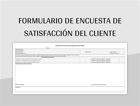 Plantilla De Excel Formulario De Encuesta De Satisfacci N Del Cliente Y