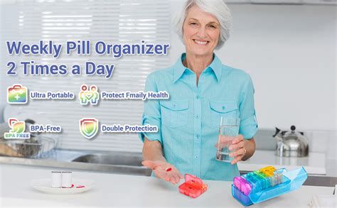 Amazon Zoksi Weekly Pill Organizer Times A Day Blue Day Am Pm