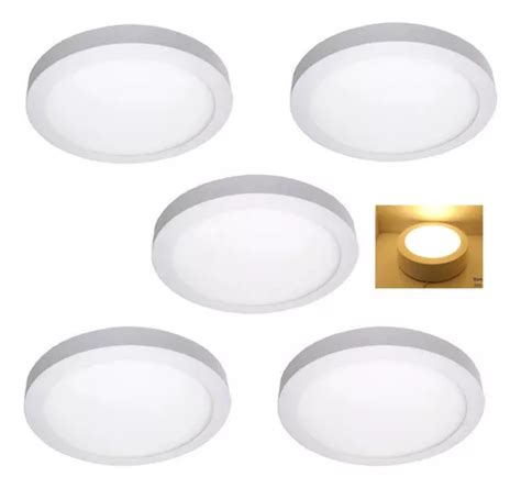 Pack 5pz Lampara Sobreponer Led 9w Luz Calida Redonda 12cm MercadoLibre