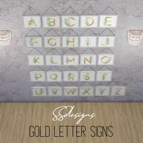 Gold Letter Signs For Sims 4