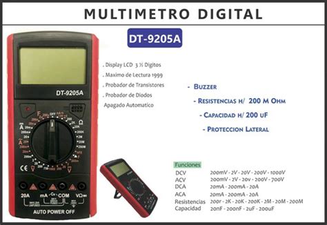 Tester Multimetro Digital Dt 9205 A Con Capacímetro Nuevo MARIMON