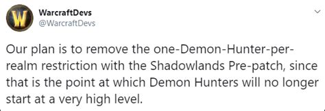 Demon Hunter Restriction Removed In Shadowlands Mmo Champion