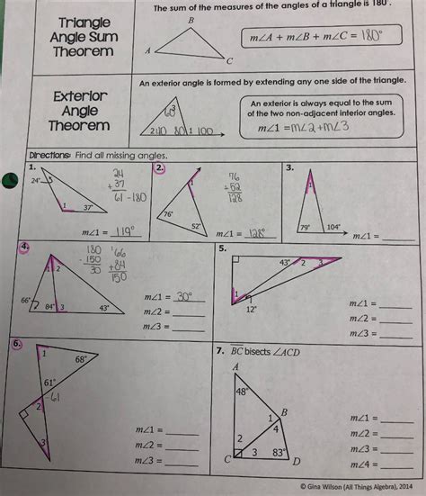 Triangle Angle Sum Worksheet - Abhayjere.com