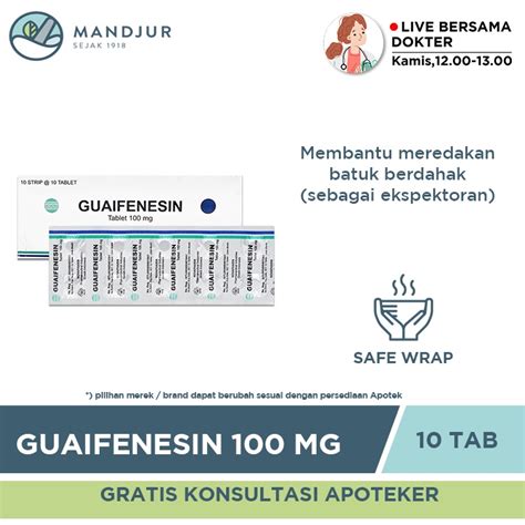 Jual Guaifenesin 100 Mg 10 Tablet Obat Batuk Berdahak Shopee Indonesia