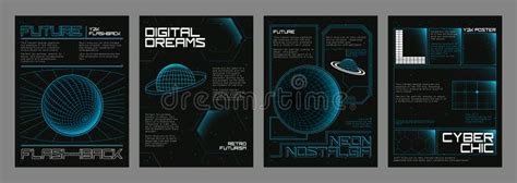 Y2k Aesthetic Space Banners Set Stock Image - Image of mesh, future ...