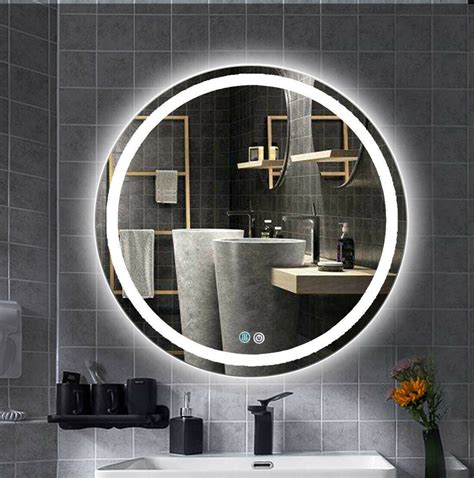 Smart Bathroom Round Led Mirror With Lights Circle Vanity 32 Dimmable Anti Fog 7427139992540 Ebay