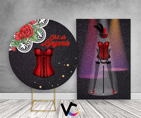 Painel De Festa Redondo X Vertical X Ch De Lingerie Vermelho E Preto