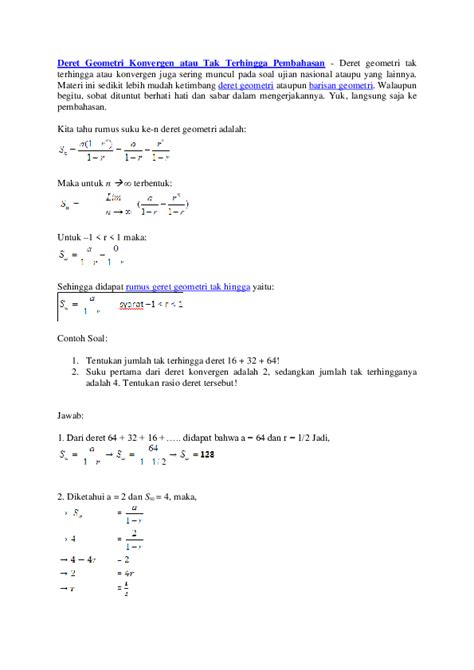 Soal Dan Pembahasan Barisan Geometri Tak Hingga