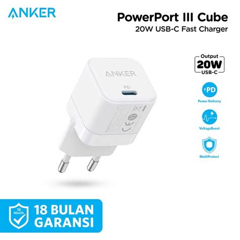 Jual Kepala Charger Anker Type C 20W PD Adaptor PowerPort III Cube