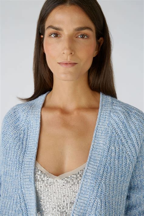 Oui 85767 Light Blue Ribbed Cardigan Olivia Grace Fashion