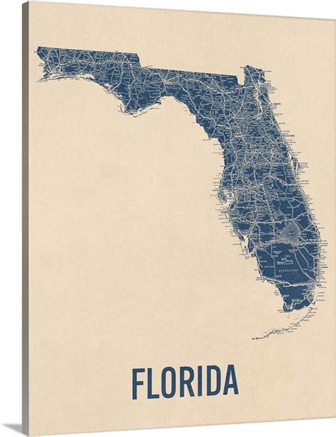 Vintage Florida Road Map 1 Wall Art, Canvas Prints, Framed Prints, Wall ...