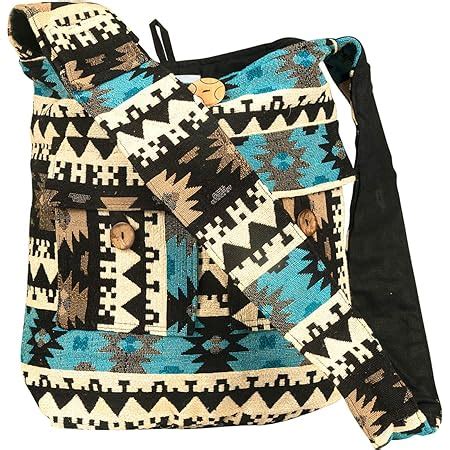 Amazon Tribe Azure Hobo Bag OM Symbol Cotton Canvas Large