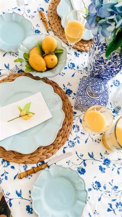 White And Blue With A Touch Of Lemon Lemon Table Decor Lemon