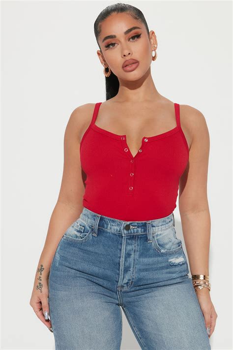 Evelyn Ribbed Bodysuit Red Fashion Nova Bodysuits Fashion Nova