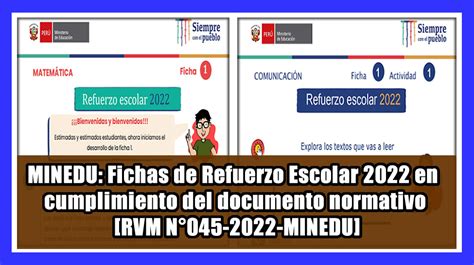 Minedu Fichas De Refuerzo Escolar En Cumplimiento Del Documento