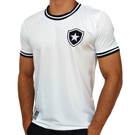 Camisa Botafogo Jacquard Branca Masculino Camisa Retr Mais Estilo