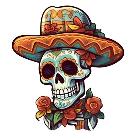 Patrón De Flor De Calavera Mexicana Del Día De Los Muertos PNG dibujos