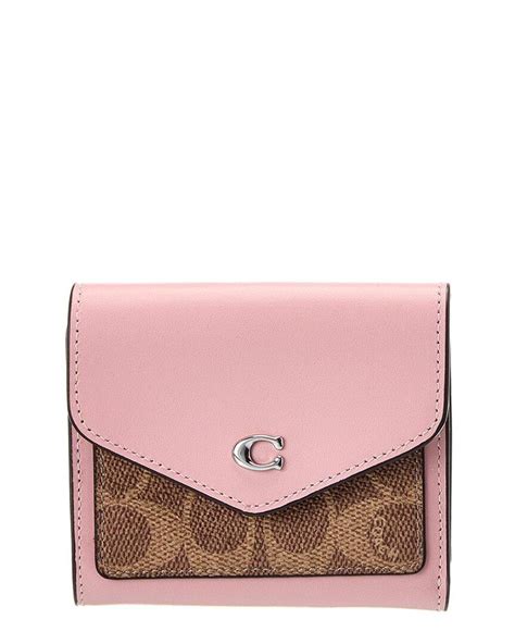 COACH Wyn Colorblocked Signature Coated Canvas Leather Wallet In Pink