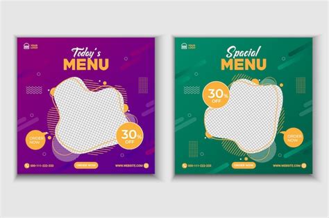 Diseño de banners de alimentos en las redes sociales Vector Premium