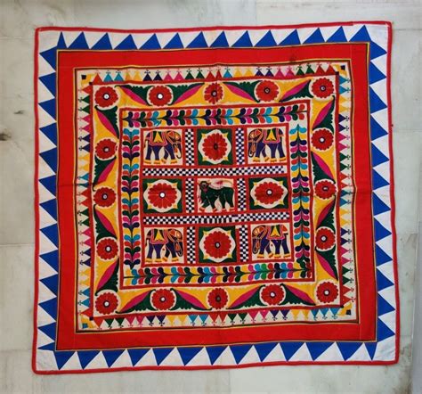 Gujrati Chakla Wall Decor Handwork Embroidery Design Lace Crafts