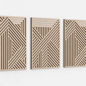 Geometric Wood Wall Art Set Geometric Decor Modern Wood Wall Panels ...