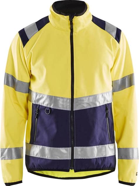 Blaklader Reflecterende Softshell Werkjas Geel Marineblauw Bol