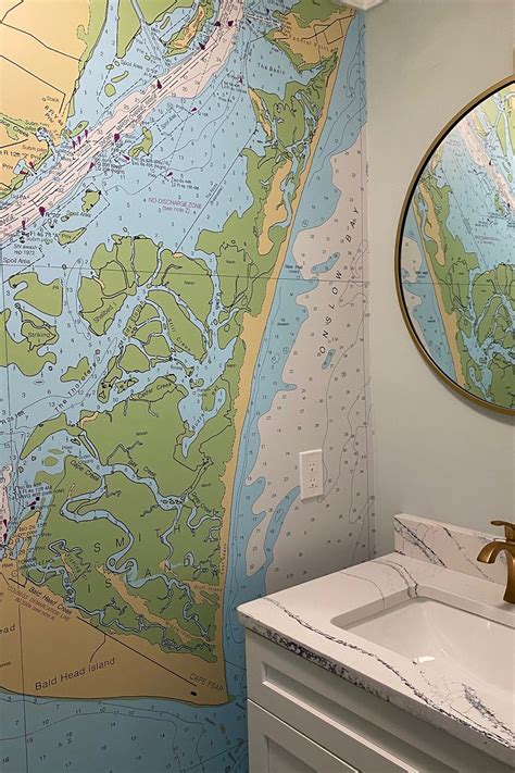 Nautical Bathroom & Powder Room Gallery — Nautical Chart Wallpaper The ...