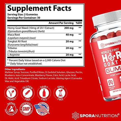 Spora Nutrition Horny Goat Weed Gummies For Men And Women Maca Root