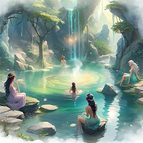 Nymphs Bathing In A Hot Spring Stable Diffusion Online