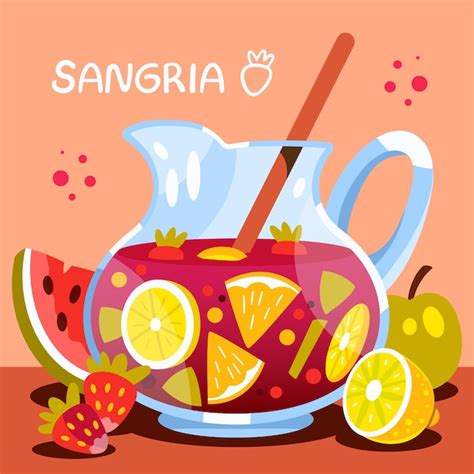 Deliciosa bebida refrescante de sangria ilustrada Vetor Grátis