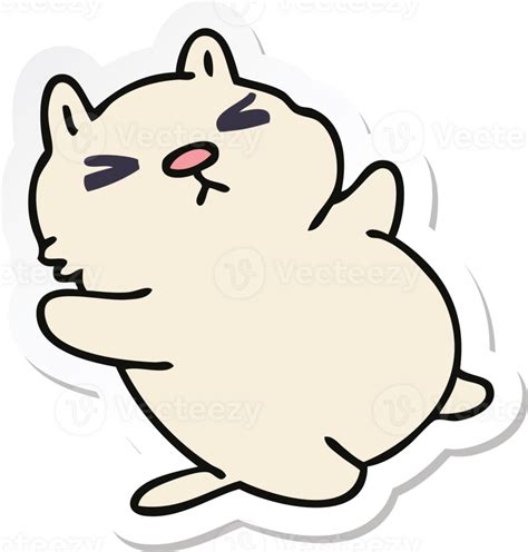 Sticker Of A Quirky Hand Drawn Cartoon Cat Png