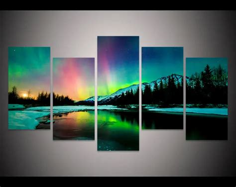 HD Print Colorful Aurora Borealis Painting Home Decor Wall Art Print